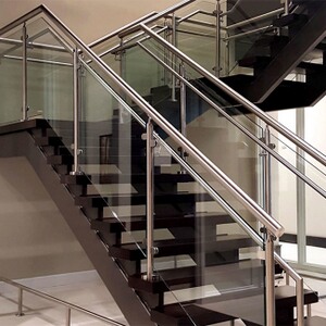 stainless steel post glass railing with tempered glass