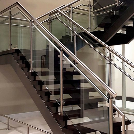 stainless steel post glass railing with tempered glass